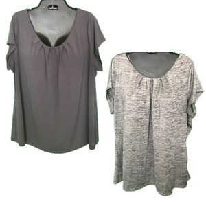 Plus size shirt set - dark grey and metallic in 2X